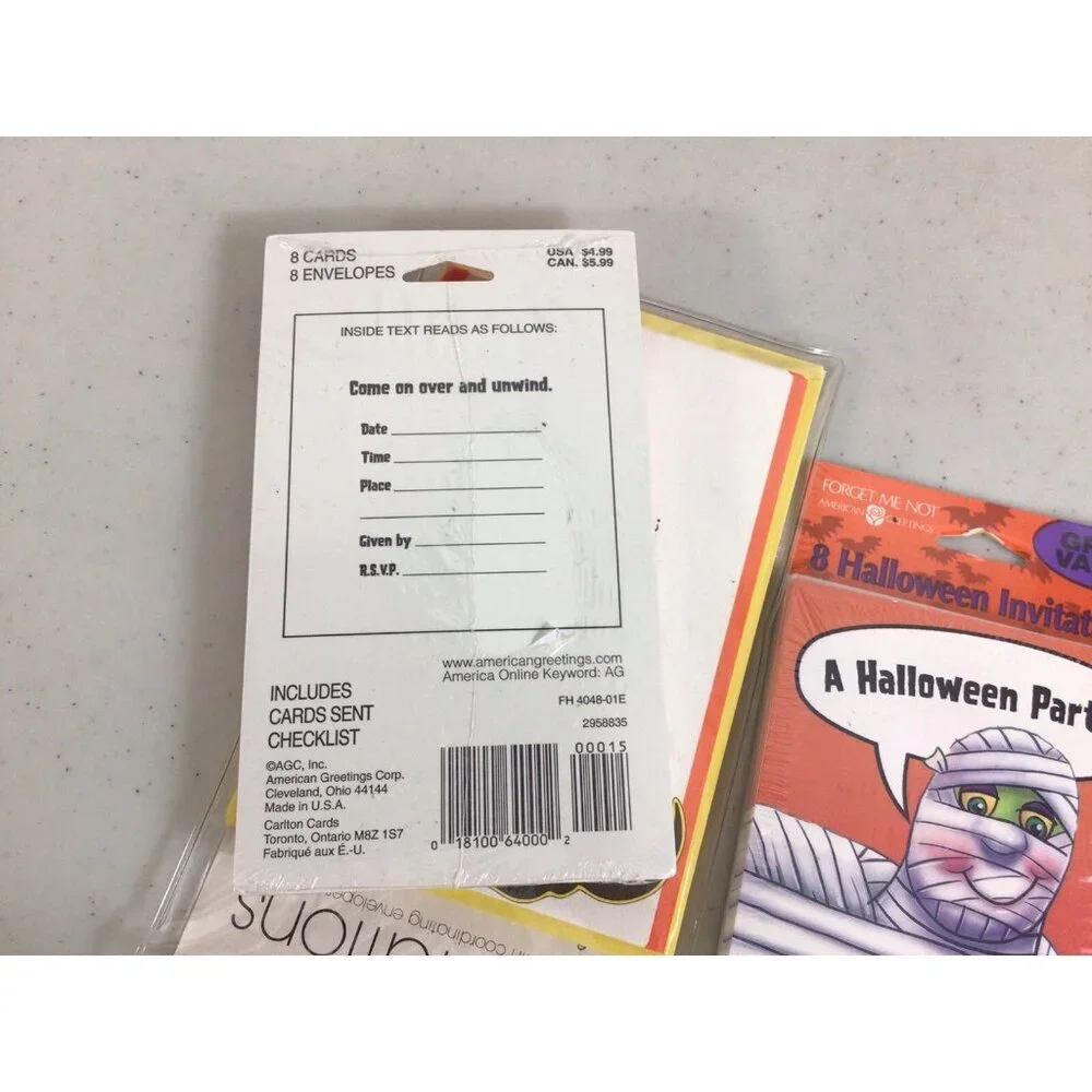 Vintage Halloween Party Invitations Envelopes 3 Packages New